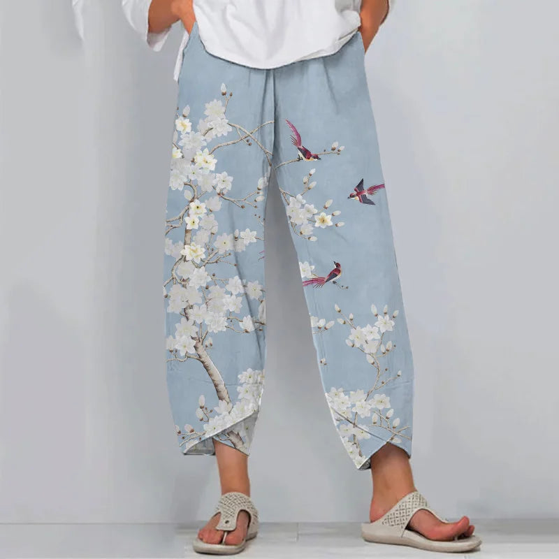 Cardydony Floral Print Loose Casual Pants