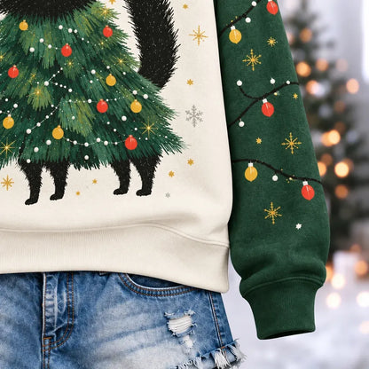Cardydony Women's Christmas Funny Black Cat Casual Pullover Hoodies