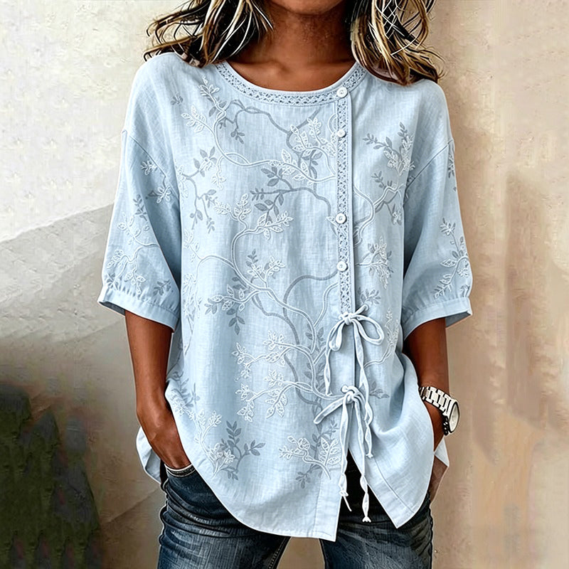 Cardydony Women's Casual Floral Print Short-sleeved Top