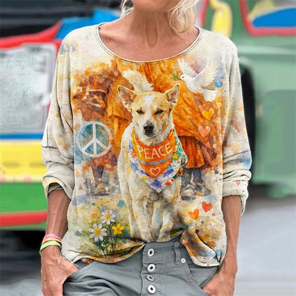 Cardydony Walk For Peace Aloka Dog Watercolor Art T Shirt