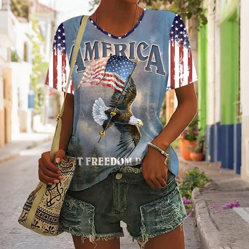 Cardydony Women's American 250th Anniversary Round Neck T Shirt