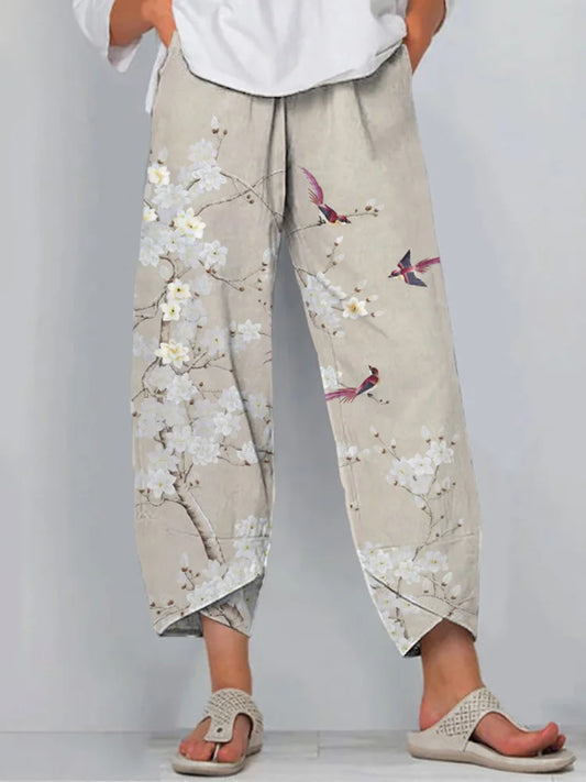 Cardydony Floral Print Loose Casual Pants