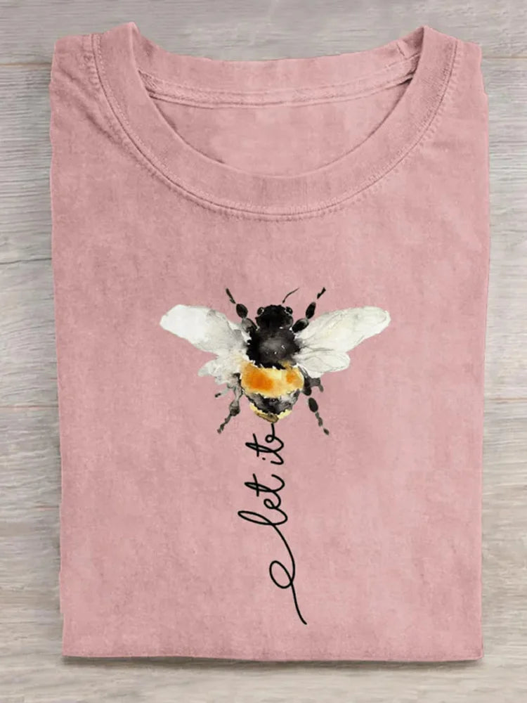 Cardydony Let It Bee Art Print Casual Cotton T-shirt