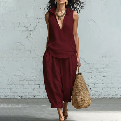 Cardydony Women's Simple Shirt And Wide-leg Pants Two-piece Set