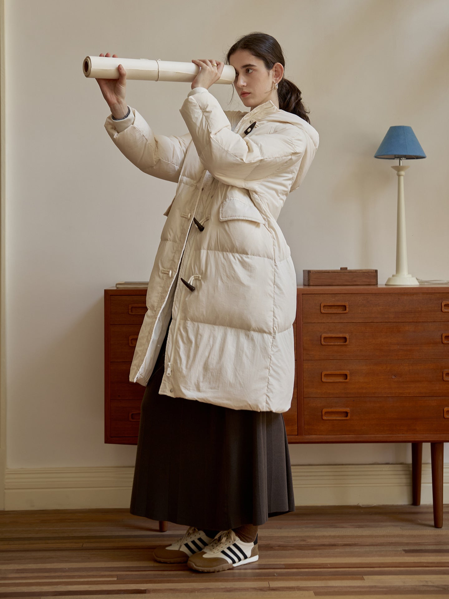 Cardydony Women's Long Hooded Puffer Coat – Down-Filled Vintage Winter Jacket