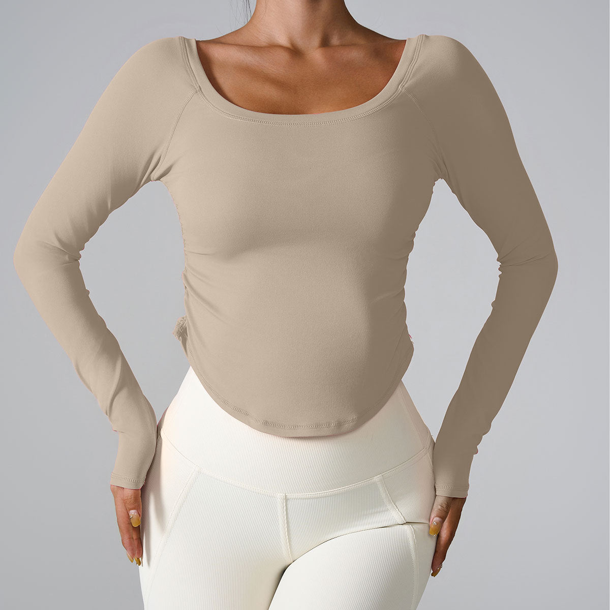 Cardydony Women's Women's Long Sleeve Top – Fitted Nylon Workout T-Shirt
