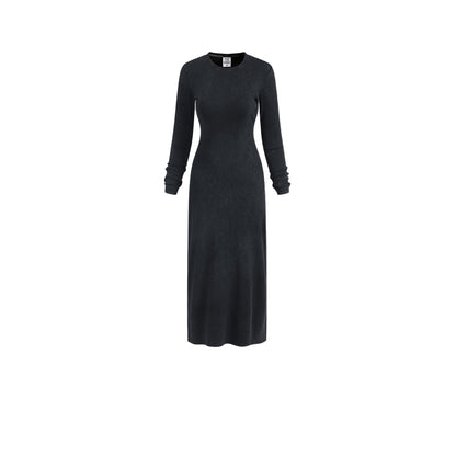 Cardydony Women's Women's Long Sleeve Bodycon Maxi — Ribbed Knit, Back-Slit