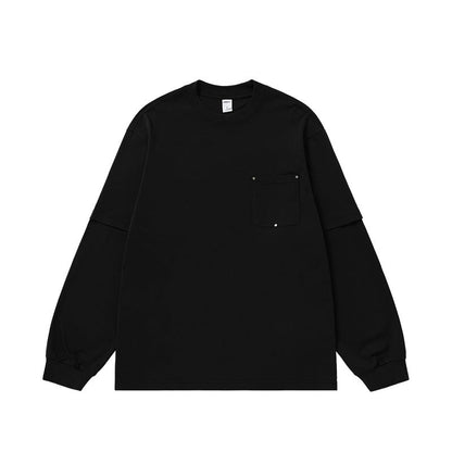 Cardydony Women's Women's Oversized Pocket Long Sleeve T-Shirt - Streetwear Layered Top