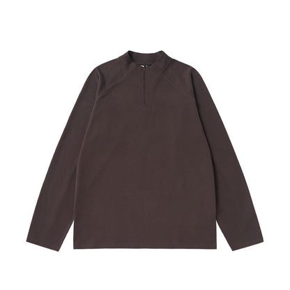 Cardydony Women's Women's Half Zip Long Sleeve T Shirt Cotton Blend - Relaxed Fit Casual Top