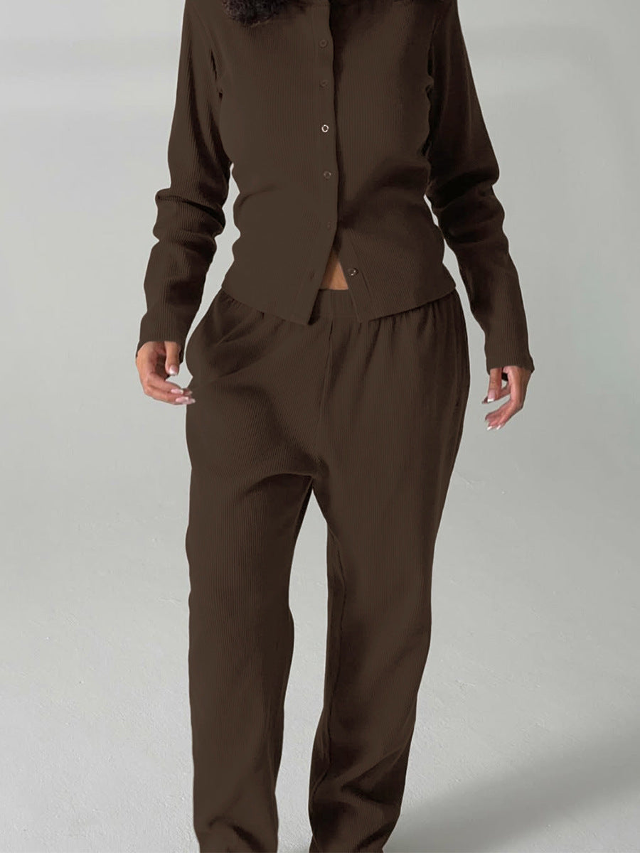 Cardydony Women's Women's Ribbed Knit Co Ord Set – Crop Cardigan & Wide Leg Pants