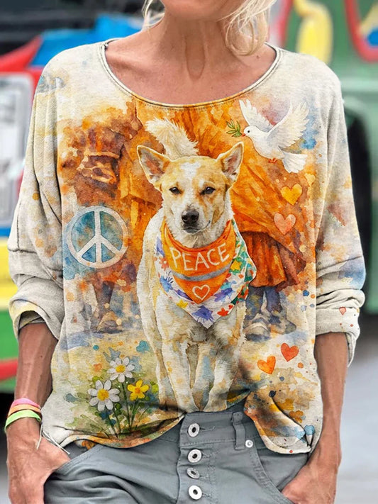 Cardydony Walk For Peace Aloka Dog Watercolor Art T Shirt