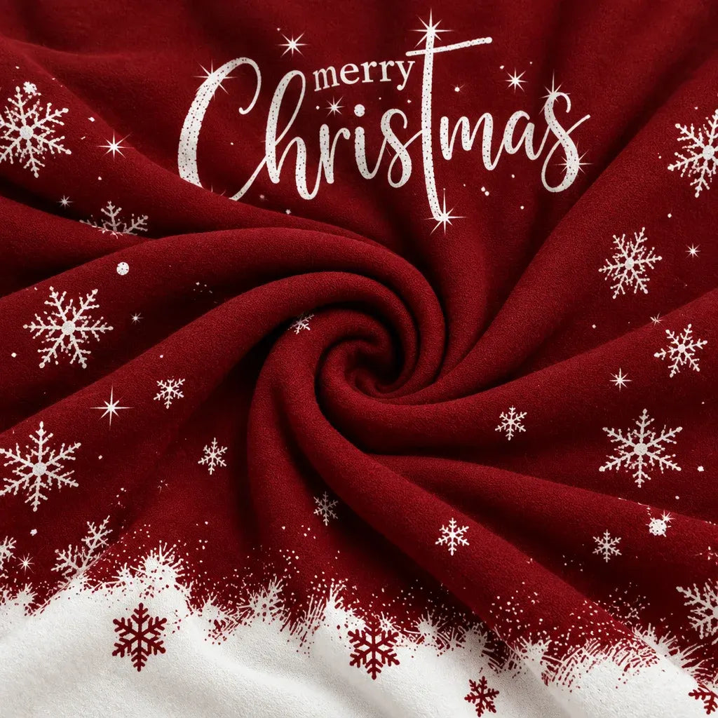 Cardydony Women's Festive Merry Christmas Snowflake Print Relaxed Fit Red Crewneck Sweatshirt