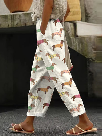 Cardydony Women's Vintage Dachshund Casual Pants