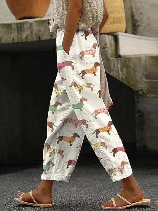 Cardydony Women's Vintage Dachshund Casual Pants