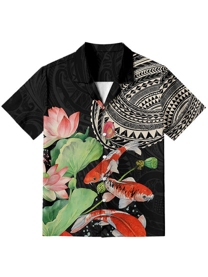 Cardydony Men's Japanese Koi Fish Hawaiian Shirt