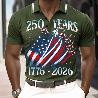 Cardydony Men's Us America 250 Year Anniversary Veterans Day Print Polo Shirt