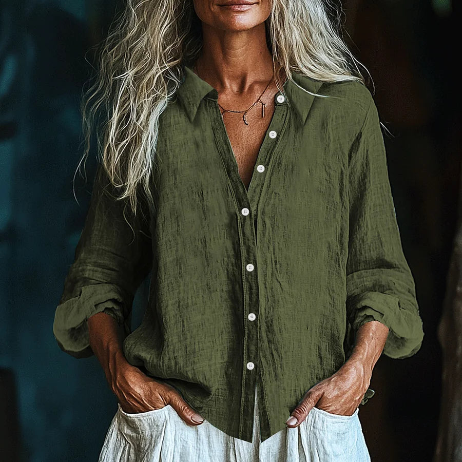 Cardydony Vintage Elegant Art Linen Ruffle Shirt