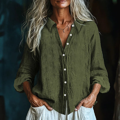 Cardydony Vintage Elegant Art Linen Ruffle Shirt