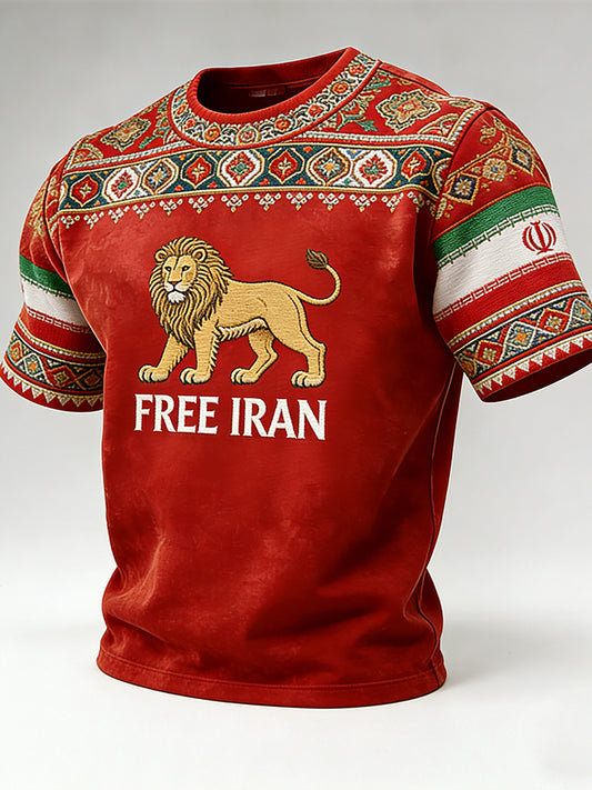 Cardydony Retro Iranian Persian Lion Flag Slogan Crew Neck Sweatshirt
