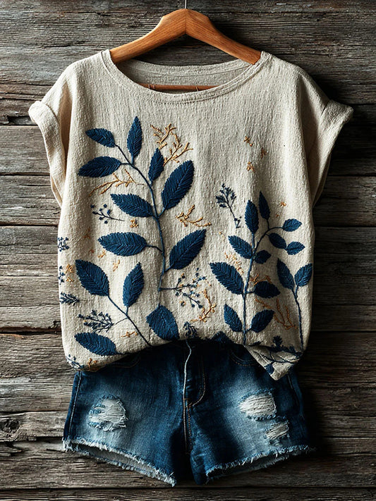 Cardydony Vintage Floral Art Print Casual Short Sleeve T-shirt