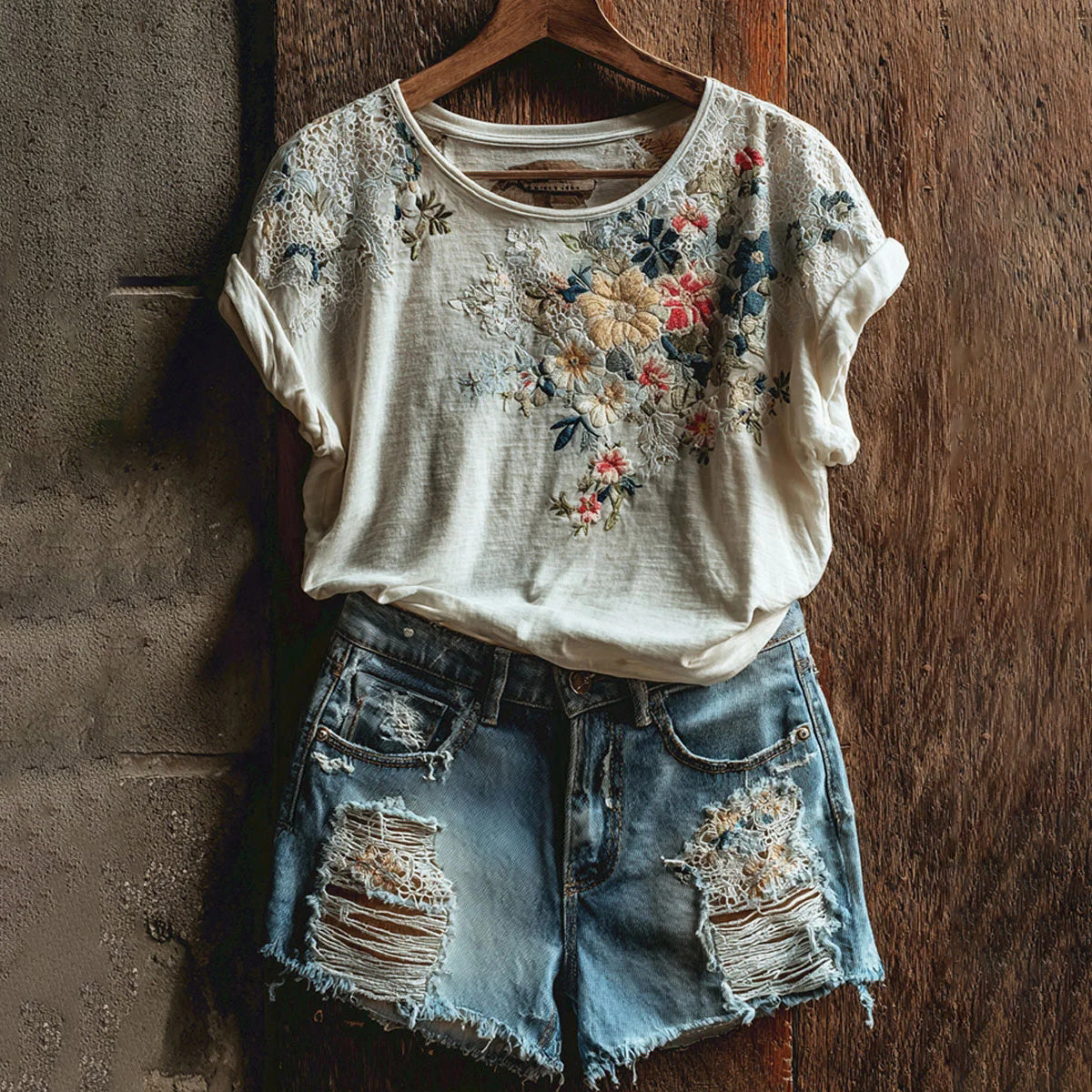 Cardydony Women's Vintage Floral Art Casual Short Sleeve T-shirt