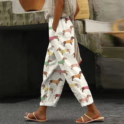 Cardydony Women's Vintage Dachshund Casual Pants