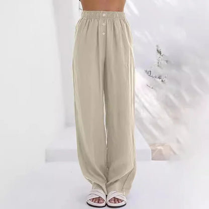 Cardydony Casual High Waist Linen Blend Trousers