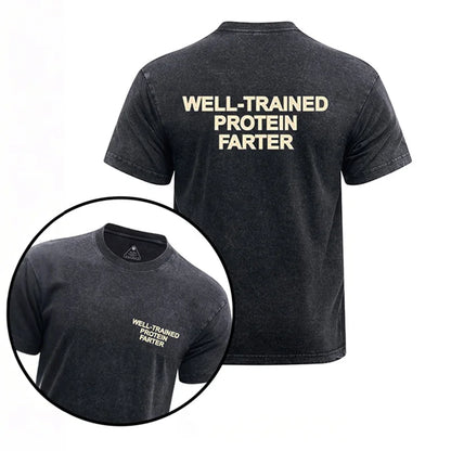 Cardydony Well-trained Protein Farter Printed Washed Gym Shirt