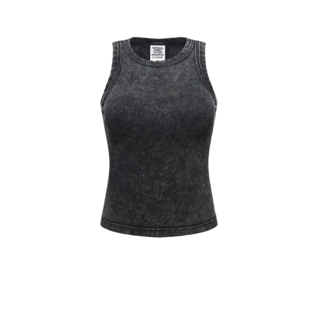 Cardydony Women's Washed Effect Ribbed Crop Tank