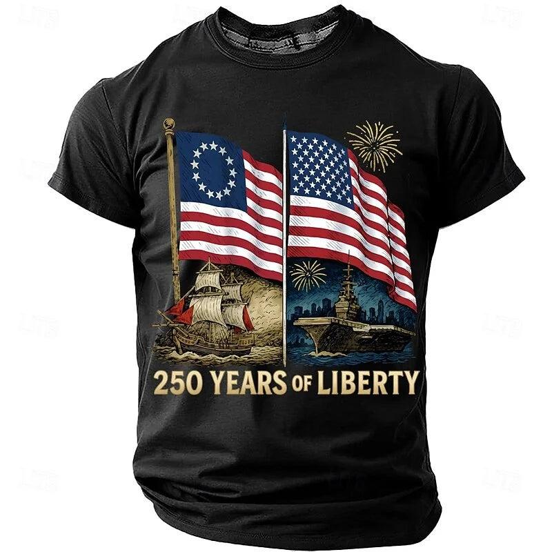 Cardydony Men's 250 Years Of Liberty Graphic T Shirt