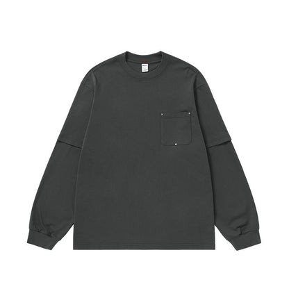 Cardydony Women's Women's Oversized Pocket Long Sleeve T-Shirt - Streetwear Layered Top