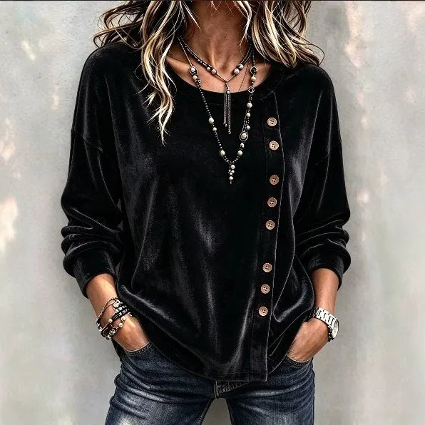 Cardydony Women's Fall Winter Cozy Elegant Velvet Top