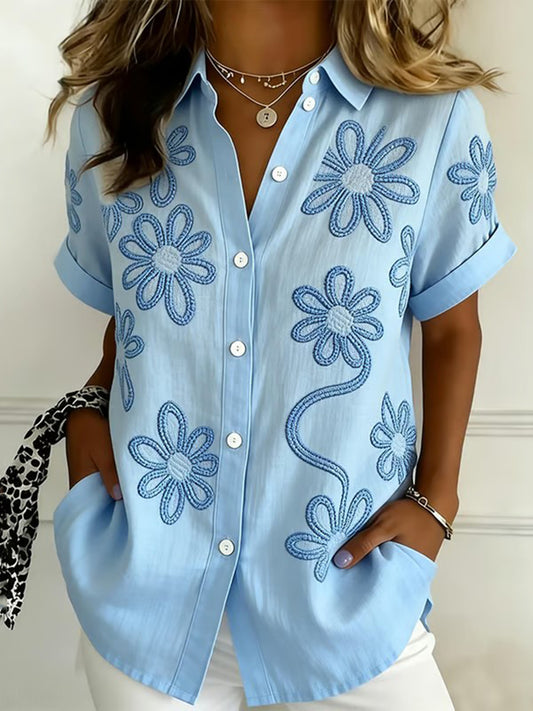 Cardydony Women's Casual Collared Striped Print Shirt