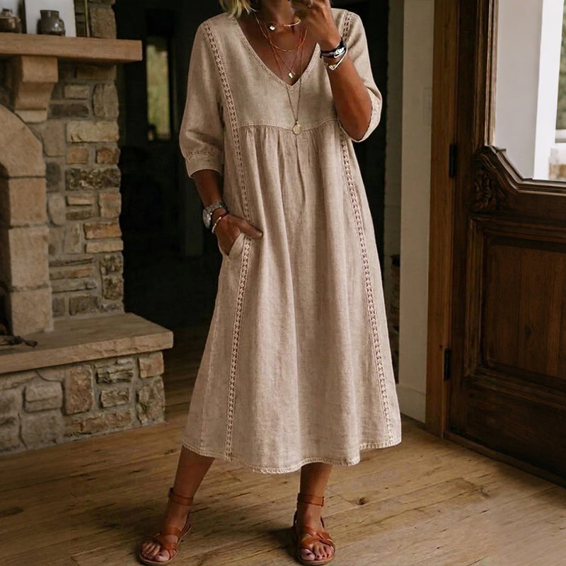 Cardydony Women's Solid Color Linen Blend Maxi Dress