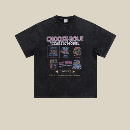 Cardydony Women's  Choose Role Pixel Graphic Tee – Oversized Streetwear for Women