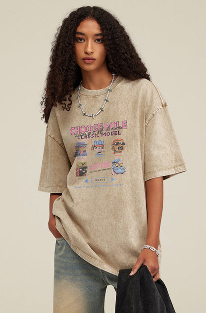 Cardydony Women's  Choose Role Pixel Graphic Tee – Oversized Streetwear for Women