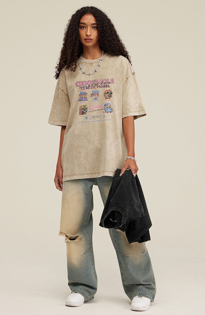 Cardydony Women's  Choose Role Pixel Graphic Tee – Oversized Streetwear for Women