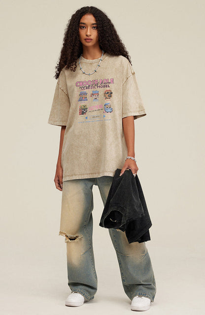 Cardydony Women's  Choose Role Pixel Graphic Tee – Oversized Streetwear for Women