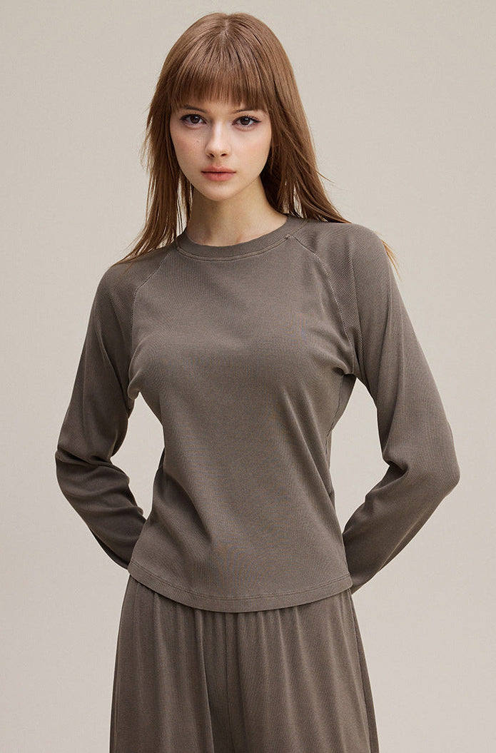 Cardydony Women's Women's Long Sleeve Tee Solid Color - Slim Fit Raglan Everyday Layer