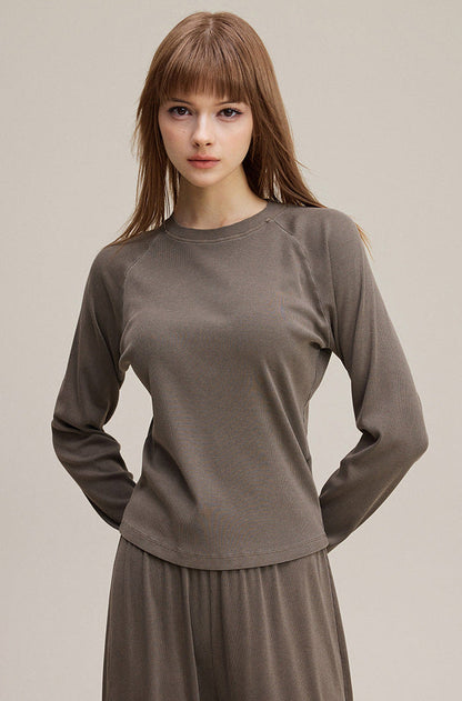 Cardydony Women's Women's Long Sleeve Tee Solid Color - Slim Fit Raglan Everyday Layer