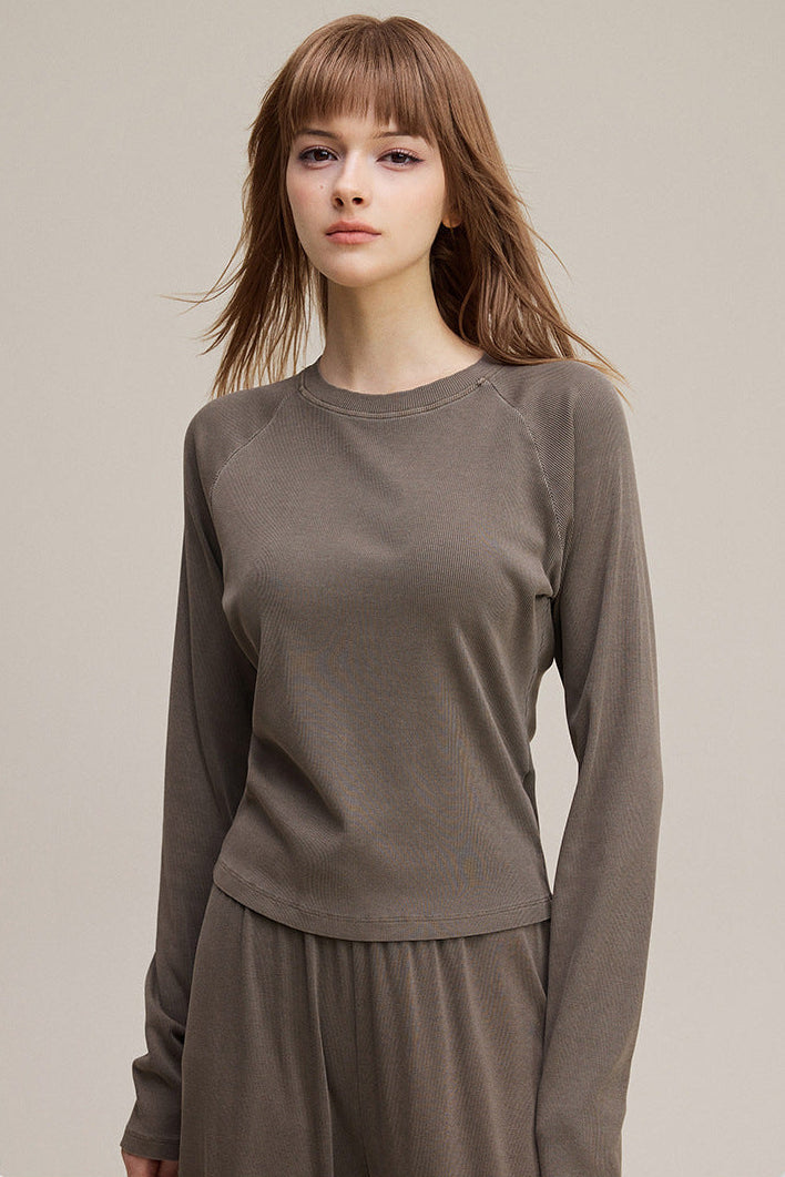 Cardydony Women's Women's Long Sleeve Tee Solid Color - Slim Fit Raglan Everyday Layer