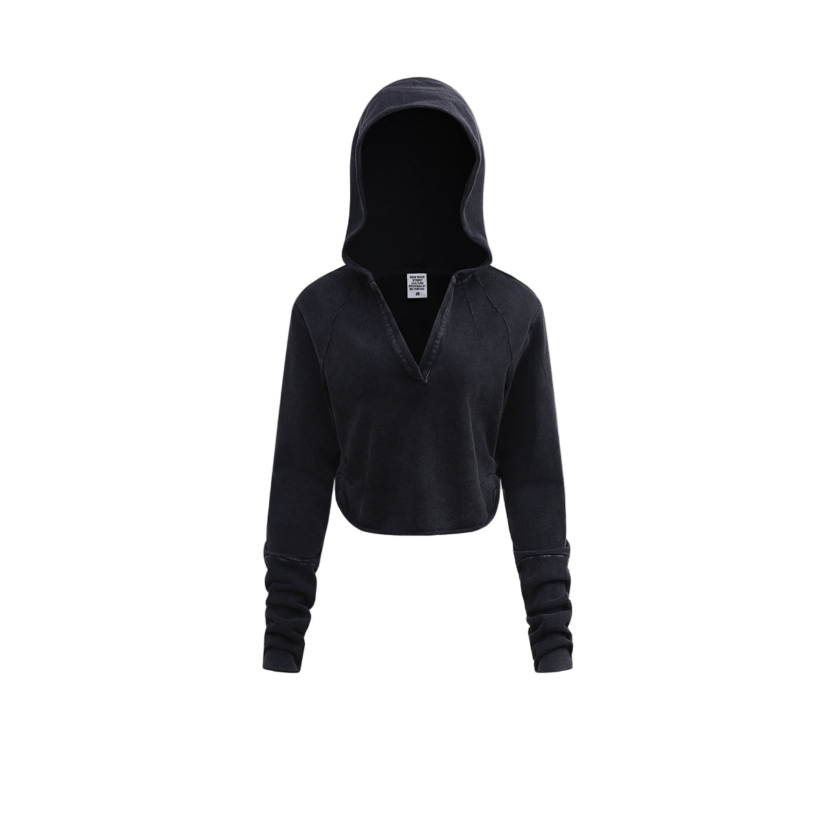 Cardydony Women's Women's Cropped Zipless Hoodie – Streetwear Long-Sleeve Crop Top