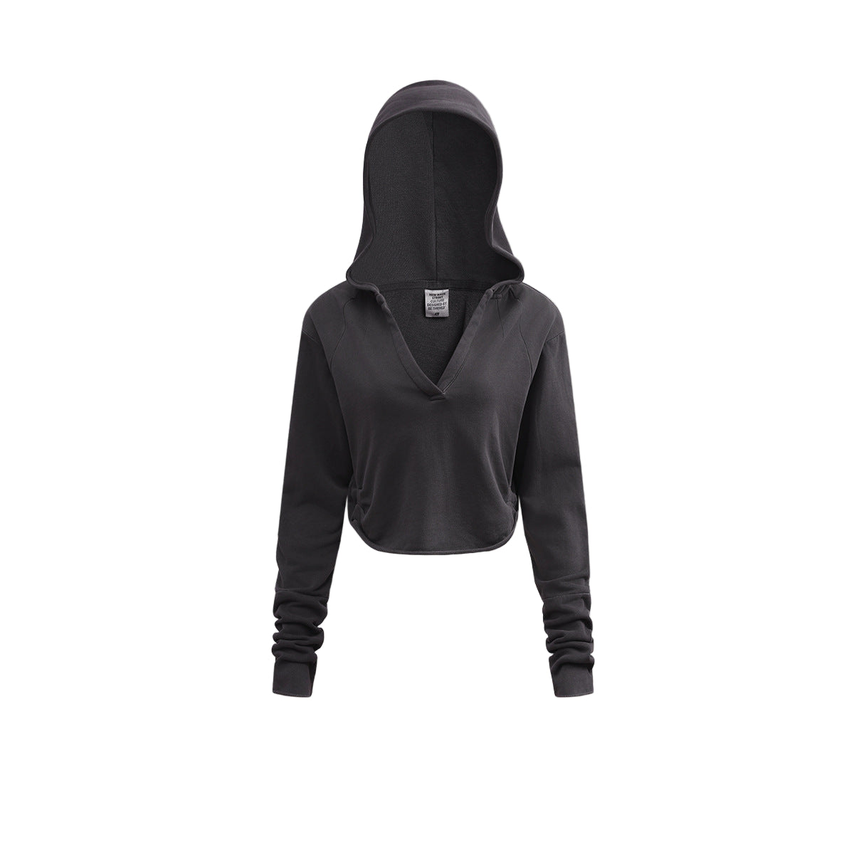Cardydony Women's Women's Cropped Zipless Hoodie – Streetwear Long-Sleeve Crop Top