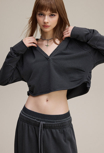 Cardydony Women's Women's Cropped Zipless Hoodie – Streetwear Long-Sleeve Crop Top