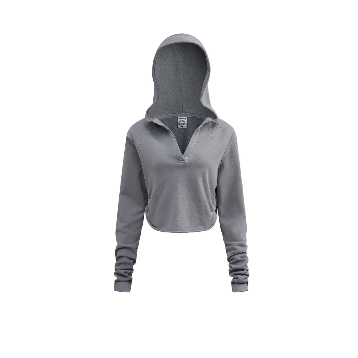 Cardydony Women's Women's Cropped Zipless Hoodie – Streetwear Long-Sleeve Crop Top