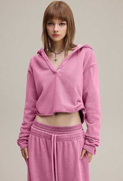Cardydony Women's Women's Cropped Zipless Hoodie – Streetwear Long-Sleeve Crop Top