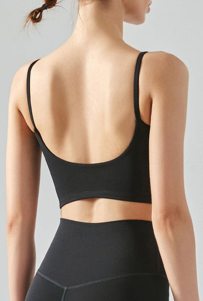 Cardydony Women's Seamless Yoga Tank Top | Cropped Cami with Square Neck & Chest Pads