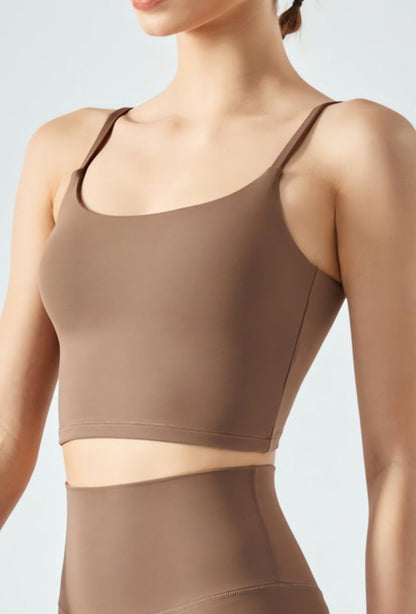 Cardydony Women's Seamless Yoga Tank Top | Cropped Cami with Square Neck & Chest Pads