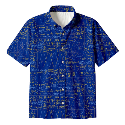 Cardydony Men's Math Function Curve Button Up Pocket Shirt