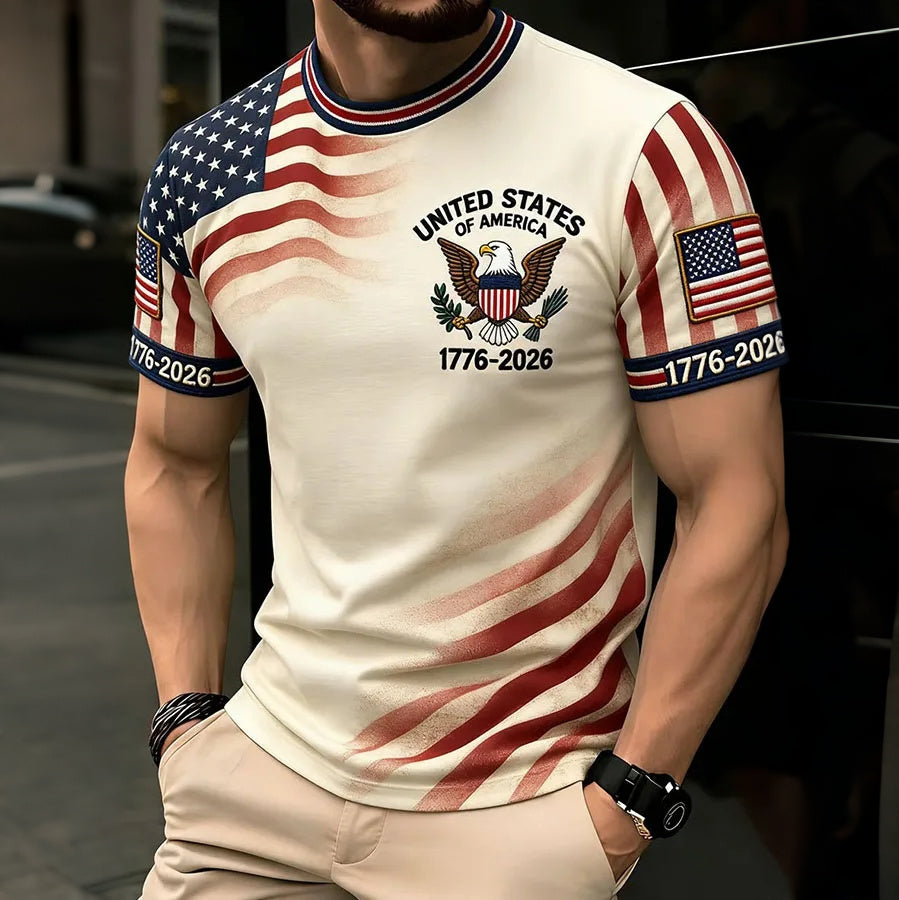 Cardydony Men's Casual American Anniversary Printed T-shirt